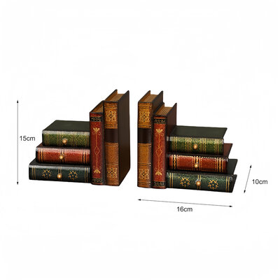 Decopatent Decopatent - Vintage Houten Boekensteunen met 6 Lades - 2-Delige Set - Boekensteun Hout - Vintage Boeken Design - Voorzien van 6 opberg schuiflades - Boekenstandaard - Afm. 16x9x15 CM.