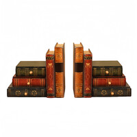 Decopatent Decopatent - Vintage Houten Boekensteunen met 6 Lades - 2-Delige Set - Boekensteun Hout - Vintage Boeken Design - Voorzien van 6 opberg schuiflades - Boekenstandaard - Afm. 16x9x15 CM.