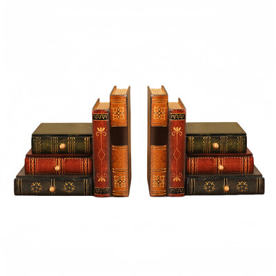 Decopatent Decopatent - Vintage Houten Boekensteunen met 6 Lades - 2-Delige Set - Boekensteun Hout - Vintage Boeken Design - Voorzien van 6 opberg schuiflades - Boekenstandaard - Afm. 16x9x15 CM.