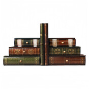 Decopatent Decopatent - Vintage Houten Boekensteunen met 6 Lades - 2-Delige Set - Boekensteun Hout - Vintage Boeken Design - Voorzien van 6 opberg schuiflades - Boekenstandaard - Afm. 16.5x12.5x17 CM.