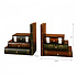 Decopatent Decopatent - Vintage Houten Boekensteunen met 6 Lades - 2-Delige Set - Boekensteun Hout - Vintage Boeken Design - Voorzien van 6 opberg schuiflades - Boekenstandaard - Afm. 16.5x12.5x17 CM.