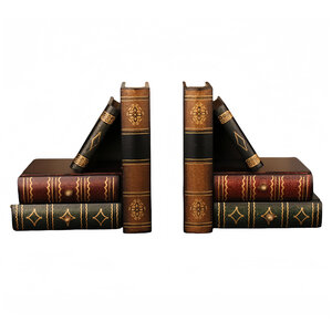Decopatent Decopatent - Vintage Houten Boekensteunen met 4 Lades - 2-Delige Set - Boekensteun Hout - Vintage Boeken Design - Voorzien van 4 opberg schuiflades - Boekenstandaard - Afm. 10x10x15.5 CM.