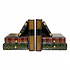 Decopatent Decopatent - Vintage Houten Boekensteunen met 4 Lades - 2-Delige Set - Boekensteun Hout - Vintage Boeken Design - Voorzien van 4 opberg schuiflades - Boekenstandaard - Afm. 10x10x15.5 CM.