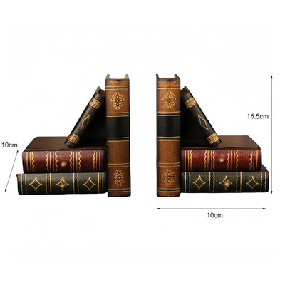 Decopatent Decopatent - Vintage Houten Boekensteunen met 4 Lades - 2-Delige Set - Boekensteun Hout - Vintage Boeken Design - Voorzien van 4 opberg schuiflades - Boekenstandaard - Afm. 10x10x15.5 CM.