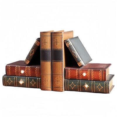 Decopatent Decopatent - Vintage Houten Boekensteunen met 4 Lades - 2-Delige Set - Boekensteun Hout - Vintage Boeken Design - Voorzien van 4 opberg schuiflades - Boekenstandaard - Afm. 10x10x15.5 CM.