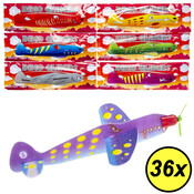 Decopatent - 36 STUKS Foam Dinosaurus Vliegtuigen - Traktatie Uitdeelcadeautjes voor kinderen - Uitdeelcadeaus  - Fighter Foam Gliders - Speelgoed Traktaties