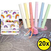 Decopatent 20 STUKS Kleine 12-Delige Regenboog Stoepkrijt in Doosje - Uitdeelcadeaus - Speelgoed Traktatie Uitdeelcadeautjes voor kinderen