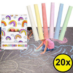 Decopatent 20 STUKS Kleine 12-Delige Regenboog Stoepkrijt in Doosje - Uitdeelcadeaus - Speelgoed Traktatie Uitdeelcadeautjes voor kinderen