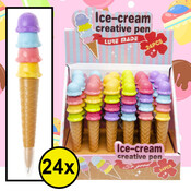 Decopatent 24 STUKS IJsjes / IJshoorn Balpennen - Uitdeelcadeaus - Speelgoed Traktatie Uitdeelcadeautjes voor kinderen
