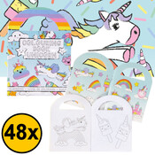 Decopatent 48 STUKS Unicorn / Eenhoorn Kleurboekjes met Stickers - Traktatie Uitdeelcadeautjes voor kinderen - Klein Speelgoed - Uitdeelcadeaus