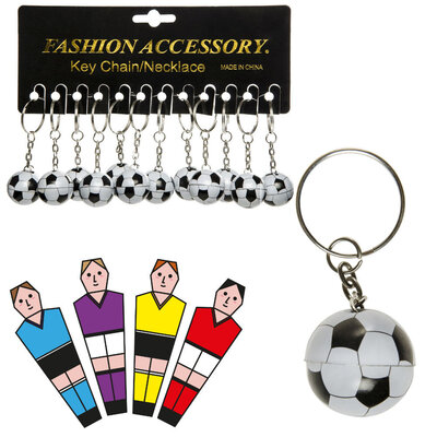 Decopatent 48 STUKS Voetbal Sleutelhangers - Metaal - Speelgoed Traktatie Uitdeelcadeautjes voor kinderen - Uitdeelcadeaus