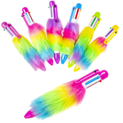 Decopatent 24 STUKS Fluffy Balpennen met 6 Ingebouwde Kleuren - Speelgoed Traktatie Uitdeelcadeautjes voor kinderen - Uitdeelcadeaus