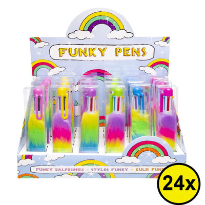 Decopatent 24 STUKS Fluffy Balpennen met 6 Ingebouwde Kleuren - Speelgoed Traktatie Uitdeelcadeautjes voor kinderen - Uitdeelcadeaus