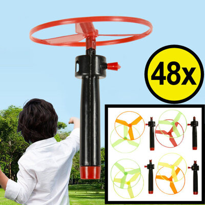 Decopatent 48 STUKS Vliegende Schotels - Afschiet propeller - Speelgoed Traktatie Uitdeelcadeautjes voor kinderen - Uitdeelcadeaus