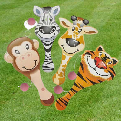 Decopatent 24 STUKS Paddle Bat Vrolijke Dieren - Traktatie Uitdeelcadeautjes voor kinderen - Speelgoed Traktaties - Racket met Bal aan Elastiek - Uitdeelcadeaus