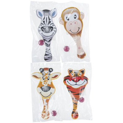 Decopatent 24 STUKS Paddle Bat Vrolijke Dieren - Traktatie Uitdeelcadeautjes voor kinderen - Speelgoed Traktaties - Racket met Bal aan Elastiek - Uitdeelcadeaus