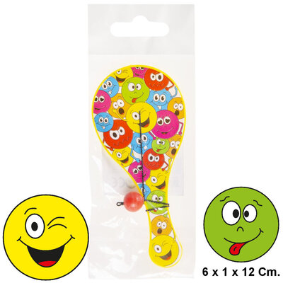 Decopatent 48 STUKS Smiley Paddle Bat Bal Spel met Elastiek - Speelgoed Traktatie Uitdeelcadeautjes voor kinderen - Uitdeelcadeaus