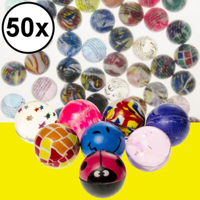 Decopatent 50 STUKS MIX Vrolijke Stuiterballen Ø3.2 Cm - Traktatie Uitdeelcadeautjes voor kinderen - Klein Speelgoed - Bouncing Ball - Uitdeelcadeaus