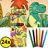 Decopatent 24 STUKS 6-Delige Dinosaurus Kleurpotloodjes - Traktatie Uitdeelcadeautjes voor kinderen - Speelgoed - Uitdeelcadeaus - Kleurpotloden