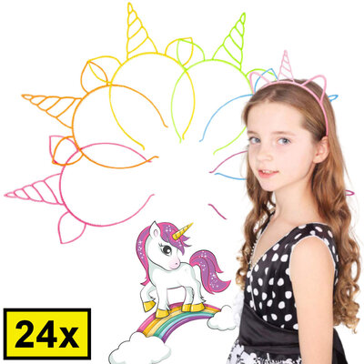 Decopatent 24 STUKS Unicorn / Eenhoorn Tiara Diadeem - Traktatie Uitdeelcadeautjes voor kinderen - Traktaties - Uitdeelcadeaus - Unicorn Haarband