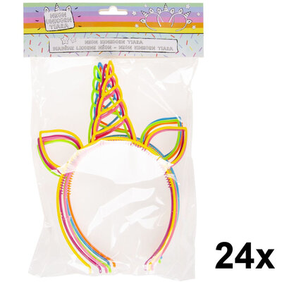 Decopatent 24 STUKS Unicorn / Eenhoorn Tiara Diadeem - Traktatie Uitdeelcadeautjes voor kinderen - Traktaties - Uitdeelcadeaus - Unicorn Haarband