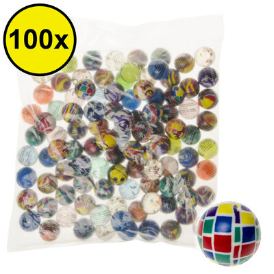 Decopatent 100 STUKS MIX Stuiterballen Ø2.7 Cm - Traktatie Uitdeelcadeautjes voor kinderen - Kleine Speelgoed Stuiterbal - Uitdeelcadeaus - Bouncing Ball