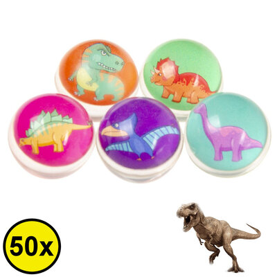 Decopatent 50 STUKS Dino / Dinosaurus Stuiterballen Ø3.2 Cm - Traktatie Uitdeelcadeautjes voor kinderen - Speelgoed Stuiterbal - Uitdeelcadeaus - Bouncing Ball