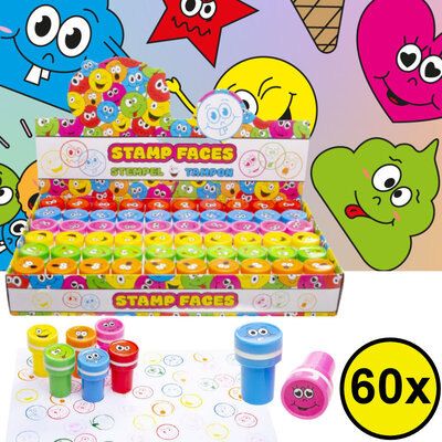 Decopatent 60 STUKS Vrolijke Smiley Stempels - Traktatie Uitdeelcadeautjes voor kinderen - Speelgoed Traktaties Stempel - Uitdeelcadeaus