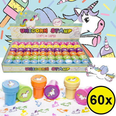 Decopatent 60 STUKS Unicorn / Eenhoorn Stempels - Traktatie Uitdeelcadeautjes voor kinderen - Speelgoed Traktaties Stempel - Uitdeelcadeaus