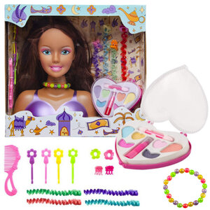 Decopatent Speelgoed Kaphoofd - Sminkpop met make up voor Kinderen - Makeup pop - Kappop - Schminkpop voor Meisjes - Stylinghoofd - Opmaakpop -  Kapkop met haar accessoires en make-up - Kaphoofd voor Meisjes