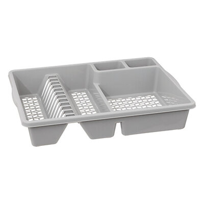 Decopatent Afdruiprek voor afwas - Afdruiprekje met Lekbak - Kunststof Afdruipmat - Afwassen borden & bestek - Afm. 47.5 x 38 x 9 Cm - Kleur: Lichtgrijs of Koelgrijs