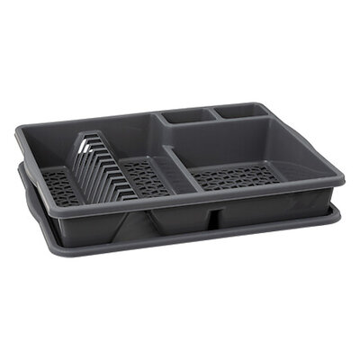 Decopatent Afdruiprek voor afwas - Afdruiprekje met Lekbak - Kunststof Afdruipmat - Afwassen borden & bestek - Afm. 47.5 x 38 x 9 Cm - Kleur: Lichtgrijs of Koelgrijs