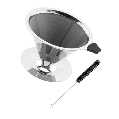 Decopatent RVS Koffiefilter - Stainless Steel - Voor 3-4 Kopjes koffie - Koffie filter- Koffiefilter permanent - Koffiefilterhouder - Verse Koffie