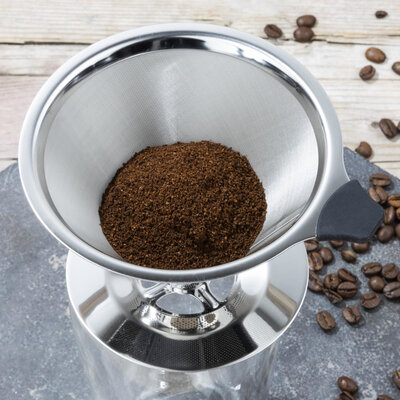 Decopatent RVS Koffiefilter - Stainless Steel - Voor 3-4 Kopjes koffie - Koffie filter- Koffiefilter permanent - Koffiefilterhouder - Verse Koffie