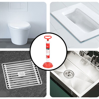 Decopatent Krachtige WC Ontstopper met Zuignap - Gootsteenontstopper - Ontstoppingspomp Gootsteen - WC Plopper met pomp en zuig functie
