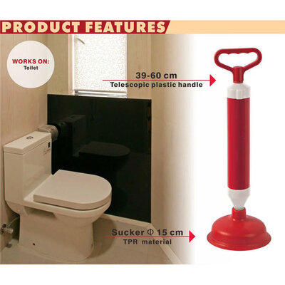 Decopatent Krachtige WC Ontstopper met Zuignap - Gootsteenontstopper - Ontstoppingspomp Gootsteen - WC Plopper met pomp en zuig functie