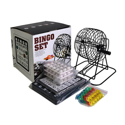 Decopatent - Bingo Spel - Bingomolen - Bingoballen - Bingo kaarten - Fiches - Spelbord - Bingo molen - Metaal - Lotto Kinderspel