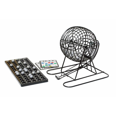 Decopatent - Bingo Spel - Bingomolen - Bingoballen - Bingo kaarten - Fiches - Spelbord - Bingo molen - Metaal - Lotto Kinderspel