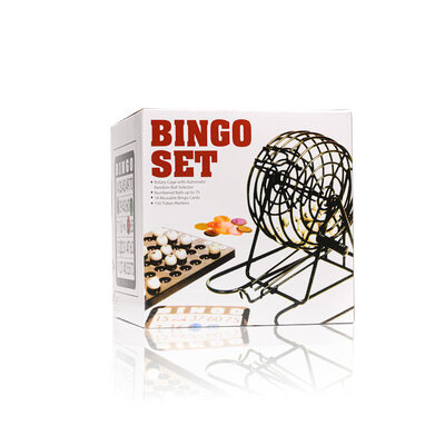 Decopatent - Bingo Spel - Bingomolen - Bingoballen - Bingo kaarten - Fiches - Spelbord - Bingo molen - Metaal - Lotto Kinderspel