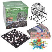 Decopatent - Tombola Bingo Spel Deluxe - Bingomolen - Tombola Deluxe - Bingoballen - Bingo kaarten - Fiches - Spelbord - Bingo molen - Metaal - Lotto Kinderspel