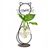 Decopatent - IJzeren Staande Poes met vaasje in hartvorm - kat - glazen vaas - vaas glas - Om bloemetjes, stekjes, droogbloemen of luchtplantjes in te zetten