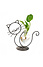 Decopatent - IJzeren Zittende Poes met vaasje in hartvorm - kat - glazen vaas - vaas glas - Om bloemetjes, stekjes, droogbloemen of luchtplantjes in te zetten