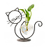 Decopatent - IJzeren Zittende Poes met vaasje in hartvorm - kat - glazen vaas - vaas glas - Om bloemetjes, stekjes, droogbloemen of luchtplantjes in te zetten