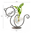 Decopatent - IJzeren Zittende Poes met vaasje in hartvorm - kat - glazen vaas - vaas glas - Om bloemetjes, stekjes, droogbloemen of luchtplantjes in te zetten