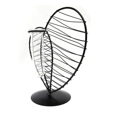Decopatent - Metalen Hart Vaas met Glazen Buis – Decoratief Silhouet Vaasje voor Bloemen & Stekjes