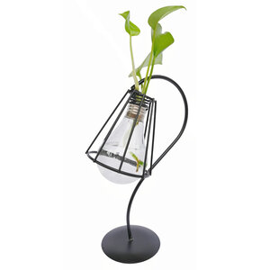 Decopatent - Metalen Staande Decoratie Bloemenlamp - glazen lamp vaas - vaasje glas - Om bloemetjes, stekjes, droogbloemen of luchtplantjes in te zetten