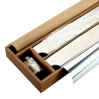 Kesper FSC® Keuken Foliedispenser voor 2 Rollen folie - Met 2 opbergvakken - Keuken lade Folie dispenser voor aluminium- & huishoudfolie