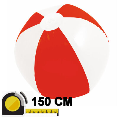 Henbrandt Henbrandt - Gigantische Opblaasbare Strandbal 150 Cm - XXL Strandbal - Strandspeelgoed - MEGA Strandbal Opblaasbaar - Giant Inflatable Beach Ball - Gestreept - PVC - Rood / Wit