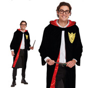 Henbrandt Henbrandt - VOLWASSENEN HEREN & DAMES Harry Potter - Tovenaarskostuum - Kostuum bestaande uit: Lang Zwart Gewaad met Rode binnen voering - Carnavalskleding - Verkleedkleding - Man & Vrouw - Maat: ONE SIZE FITTS ALL