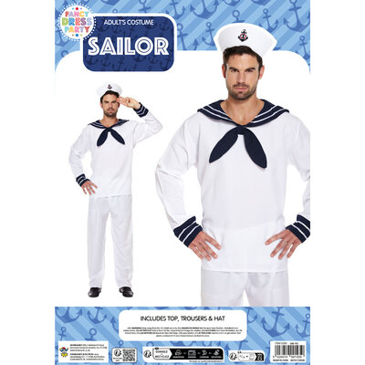 Henbrandt Henbrandt - VOLWASSENEN HEREN MATROZEN Kostuum, bestaande uit: Matrozen Hemd, Broek en Navy Hoed - Matroos kostuum - Carnavalskleding - Verkleedkleding - Vrijgezellenfeest - Man - Maat: ONE SIZE FITTS ALL